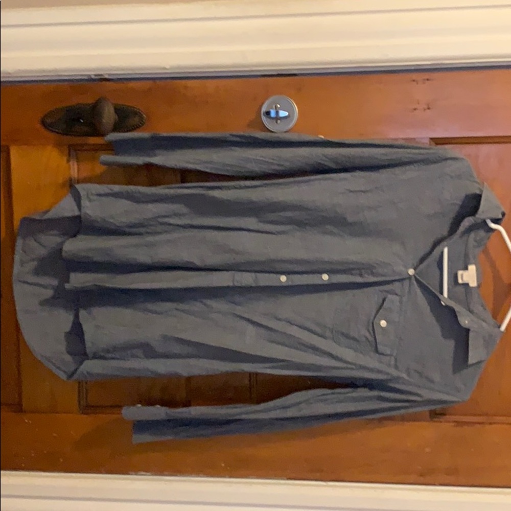 Denim like log sleeve dress/ long shirt